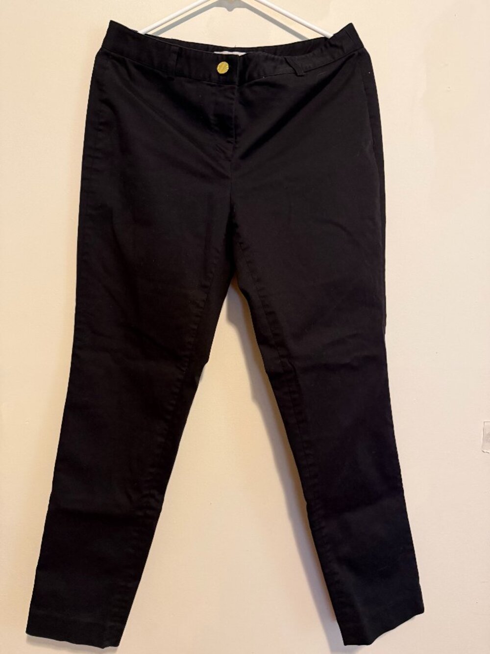 Michael Kors Black Slim Fit Ankle Pants Gold Button | Size 8
